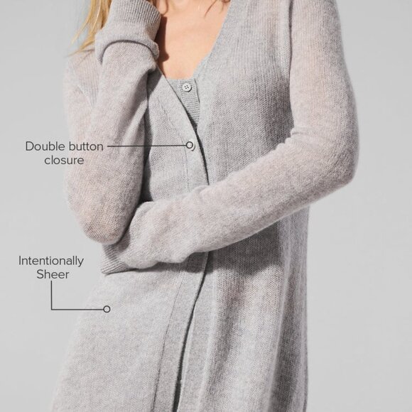 Alo Yoga Sheer Cashmere Long Cardigan Athletic Heather Grey - Picture 5 of 6